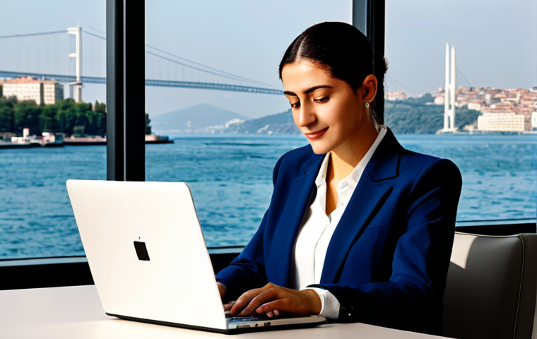 **

"A successful businesswoman in a modern, bright office setting in Istanbul, fully clothed in a stylish, modest business suit, working on a laptop. The background shows a glimpse of the Bosphorus. Professional lighting, perfect anatomy, natural proportions, well-formed hands, proper finger count, safe for work, appropriate content, professional, modest."

**